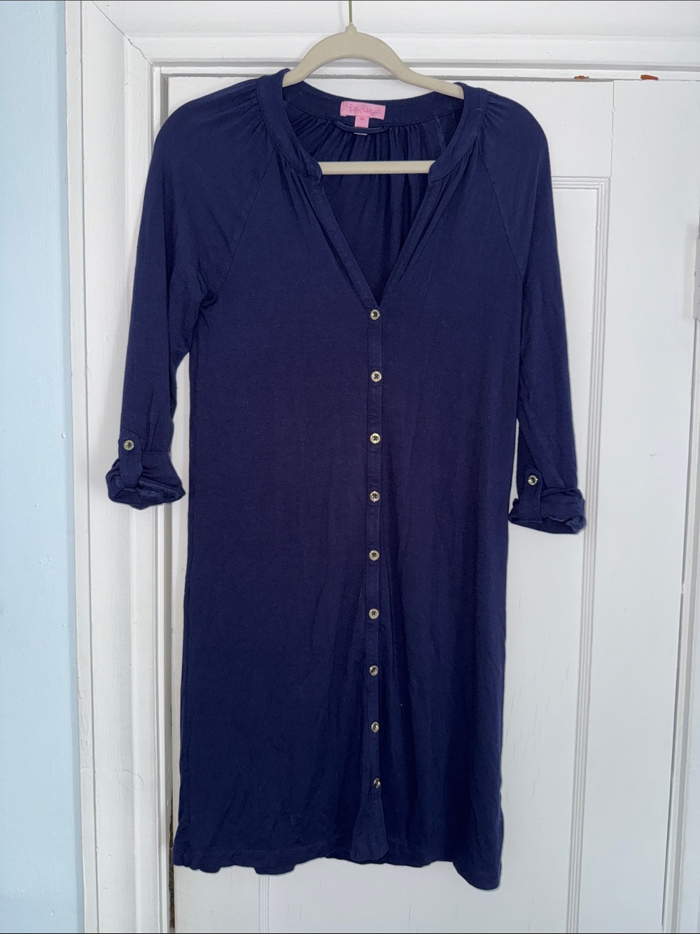 Lilly Pulitzer Navy Blue Button-Front Mini Dress